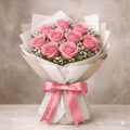 blush wrap 10 pink roses bouquet elegant soft pink flowers premium wrapping Delhi NCR