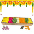 Floral rangoli petals box with 8 vibrant colors for pooja decoration and festive rangoli designs