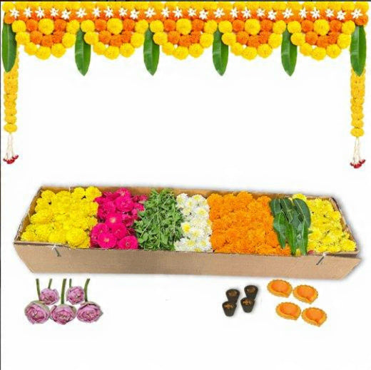 Floral rangoli petals box with 8 vibrant colors for pooja decoration and festive rangoli designs
