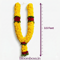 Fresh Chrysanthemum Temple Garland 3.5ft for Pooja Decoration