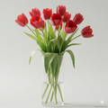 Fresh red tulips bouquet with elegant wrapping for romantic gift and special occasions