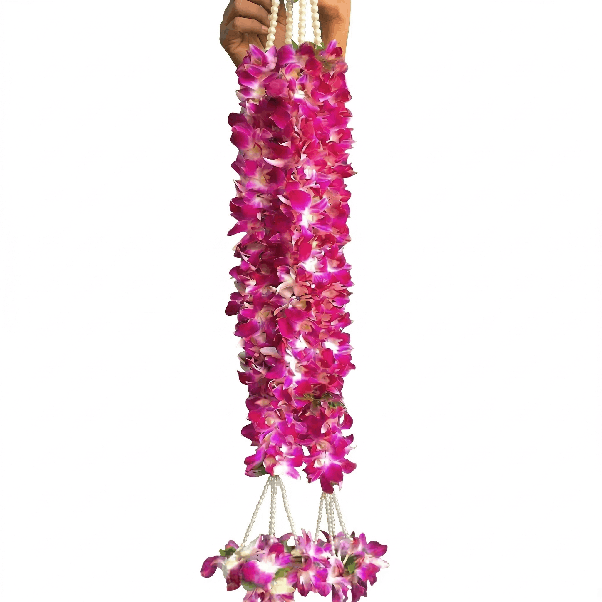 Fresh Red Orchid Wedding Jaimala for Bride and Groom Ceremony
