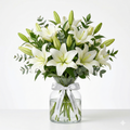 White Lilies Beauty – Fresh Lily Flower Bouquet in Glass Vase